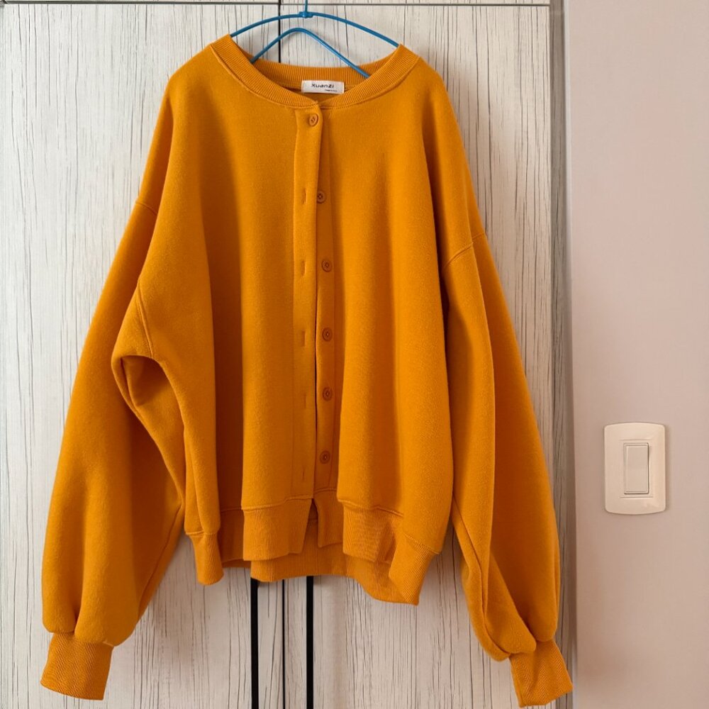 Xuanzi’s Women’s Orange Cardigan with Buttons